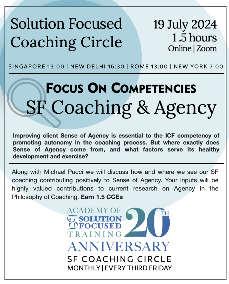 19 July 2024 – Solution Focused Coaching & Agency