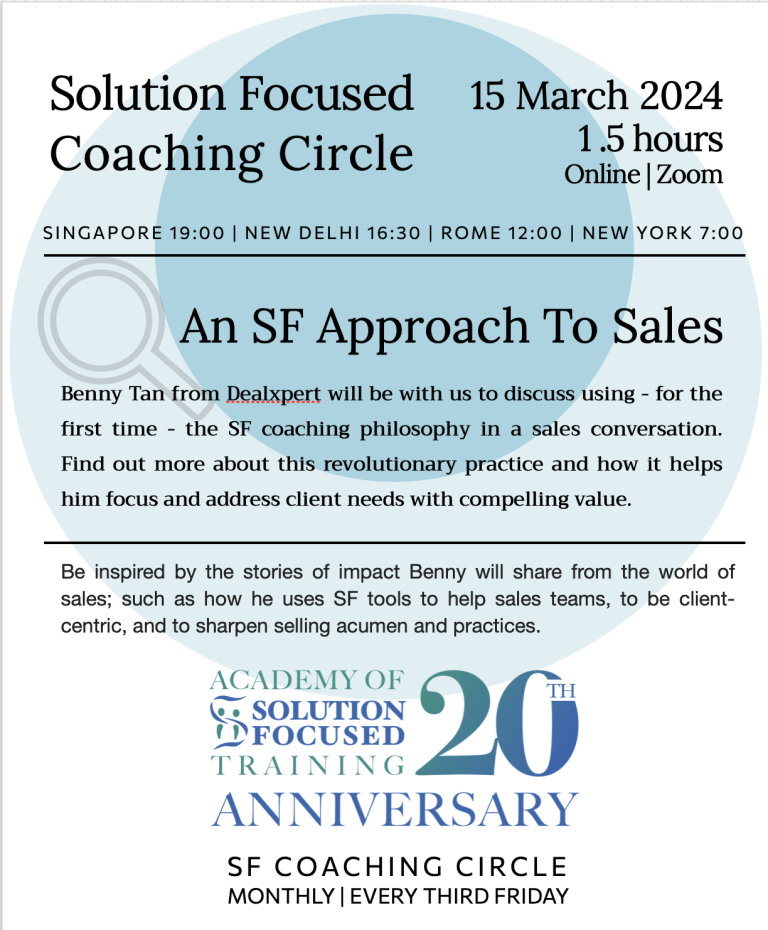 15 March 2024 – SF Approach In Sales with Benny Tan